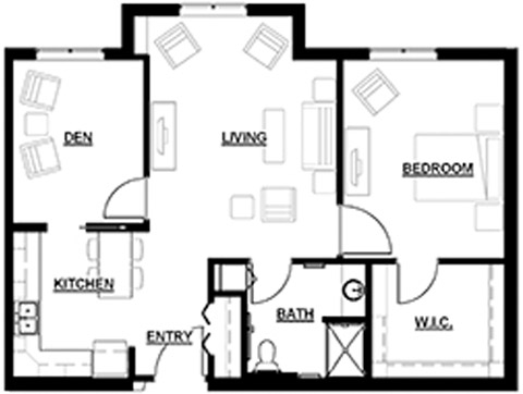 Floor Plan Assisted Living One Bedroom K3