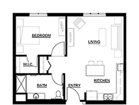Floor Plan Assisted Living One Bedroom L2