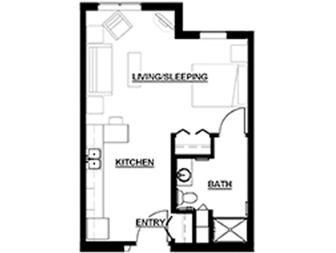 Floor Plan Assisted Living One Studio H3