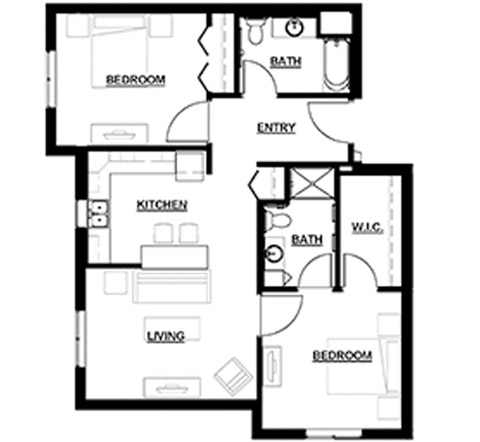 Floor Plan Assisted Living Two Bedroom R