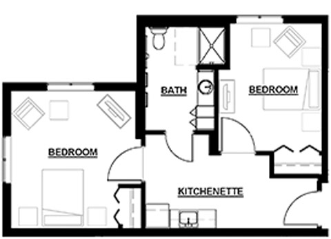 Floor Plan Memory Care Two Bedroom Shared T