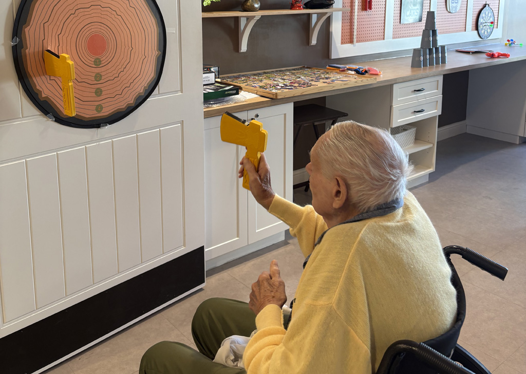 resident tossing Velcro axes