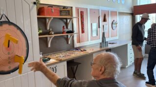 resident tossing Velcro axes